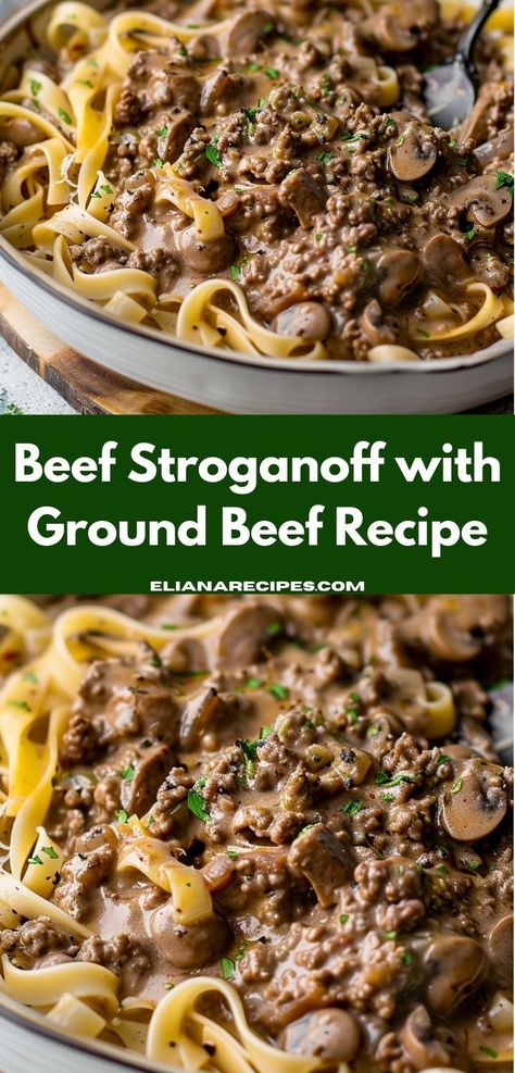 What’s a simple ground beef recipe for dinner? Try our Beef Stroganoff With Ground Beef Recipe! It’s one of the best ground beef recipes for dinner, offering delicious and easy dinner recipes for family. Easy Ground Beef Stroganoff, Quick Ground Beef Recipes, Pan Dishes, Beef Stroganoff Easy, Ground Beef Stroganoff, Easy Ground Beef, Stroganoff Recipe, Beef Casserole Recipes, Dinner With Ground Beef