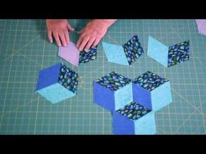 Cube Quilt, Tumbling Blocks Pattern, Tumbling Blocks Quilt, Tumbling Blocks, Block Quilt, Quilting Videos, Easy Quilt Patterns, Patchwork Quilt Patterns, Quilt Baby