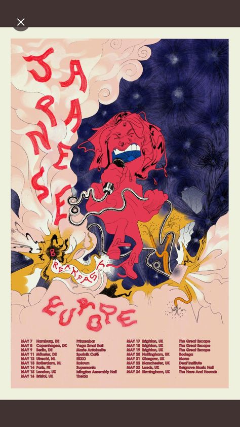 Japanese Breakfast, Concert Poster Design, Dorm Posters, Graphic Poster Art, Artist Collective, Tour Posters, European Tour, Paper Drawing, Band Posters