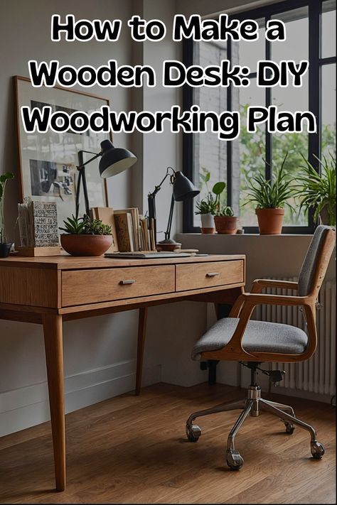 Discover how to make a wooden desk with this detailed woodworking plan! Perfect for beginners or experienced woodworkers, this project offers creative woodworking ideas that are both functional and stylish. Whether you're looking for woodworking projects that sell or simply want to enhance your home office, this guide is full of woodworking project ideas that will inspire your next build. Wooden Desk Plans, Desk Woodworking Plans, Build A Desk, Creative Woodworking Ideas, Woodworking Project Ideas, Woodworking Desk Plans, Creative Woodworking, Desk Plans, Personalized Desk