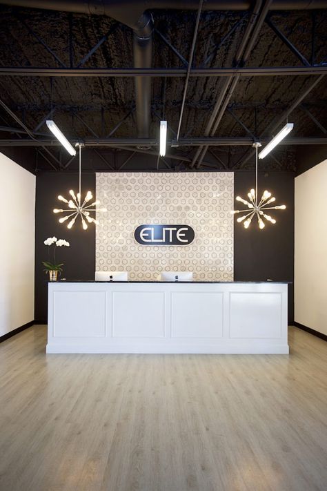 Elite Dance Studio Design Reveal Rehab Facility Design, Cheer Gym Lobby Ideas, Dance Studio Building Exterior, Dance Studios Design, Dancing Studio Design, Dance Studio Lobby Design, Dance Studio Entrance, Cheer Gym Lobby, Cheerleading Gym Design