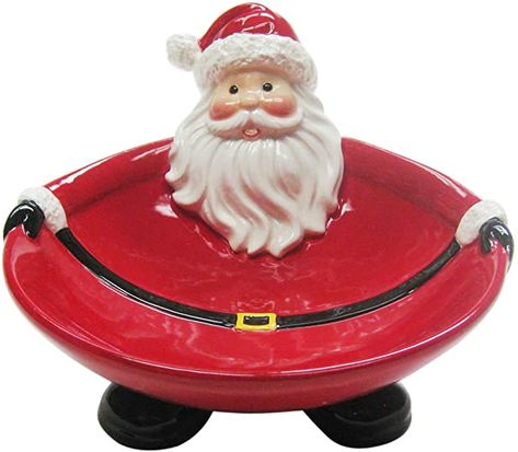 Santa Candy, Santa Cookies, Holiday Candy, Christmas Dishes, Santa Clause, Candy Bowl, Decorative Bowl, Holiday Decor Christmas, Hand Painted Ceramics