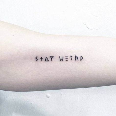 Photo | Tattoos: i cant stop thinking | emo-boyz-r- soo-fkin-hott | Flickr Stay Weird Tattoo, Letter Tattoos, La Tattoo, Inspiration Tattoos, Small Tattoos Simple, Weird Tattoos, Poke Tattoo, Lotus Tattoo, Tattoo Meaning