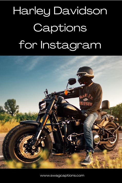 Rev up your Instagram game with these captivating Harley Davidson captions! From the open road to the roar of the engine, find the perfect words to accompany your Harley Davidson pictures. Get ready to ride in style and make your followers feel the thrill of the journey. Let the adventure begin! #HarleyDavidsonCaptions #HarleyDavidsonPictures #RideInStyle #OpenRoadAdventures #EngineRoar #InstagramGameStrong #BikerVibes #ThrilloftheJourney #CruisingInStyle #BornToRide #MotorcycleLove Harley Davidson Quotes Sayings, Stream Ideas, Harley Davidson Quotes, Harley Davidson Pictures, Riding Quotes, When Life Gets Tough, Witty One Liners, Classic Harley Davidson, Biker Quotes