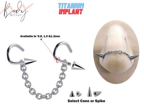 Unique Gauges, Nose Chain Piercing, Nose Bridge Piercing, Piercing Facial, Nostril Piercing Jewelry, Nasallang Piercing, Facial Piercing, Piercing Nostril, Nostril Jewelry