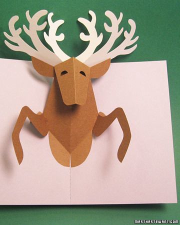 I made these reindeer cards for the kids for Christmas- turned out adorable with little red noses! They love them!  -time consuming  -other cute card ideas as well Pop Up Christmas Cards, Christmas Card Tutorials, Diy Holiday Cards, Pop Up Card Templates, Reindeer Card, Holiday Cards Handmade, Christmas Pops, Navidad Diy, Diy Christmas Cards