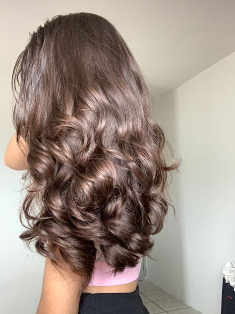 60s Curls Long Hair, Hairstyles For A V Neck Dress, Blowout With Loose Curls, Vintage Blowout Hair, Brown Long Hair Layers, Large Waves Hair, Bouncy Blowout Curls, Hair Blowout Styles, Short Curled Hair