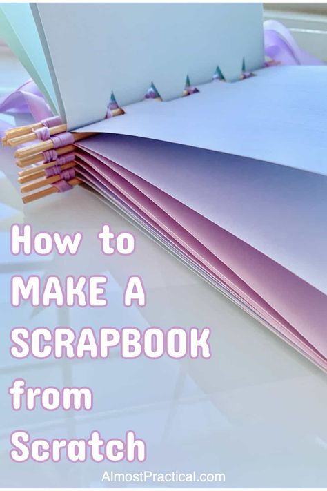 Make your own DIY scrapbook - I am talking about the actual book itself - with this unique technique. You can customize it the way you want. #diy Diy Scrapbook Album How To Make, How To Make A Photo Book Diy, Making A Scrapbook Diy, How To Make Memory Book, How To Make Your Own Scrapbook, Easy Diy Scrapbook Ideas, How To Create A Scrapbook, Scrap Book Cover Ideas Kids, How To Make Scrapbook Pages