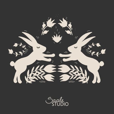 Hopping into your feed with some whimsical charm! 🐇✨ This black and white symmetrical rabbit and floral illustration brings a touch of Scandinavian folk art to your day. With its minimalistic yet elegant design, it's sure to add a vintage vibe to your day. 🤍🌿 #SymmetricalArt #ScandiStyle #RabbitArt . #BlackWhiteArt #RabbitIllustration #cuterabbit #animalart #BlackWhiteIllustration #HandIllustrated #IllustrationArt #MinimalisticArt #ScandinavianArt #FolkArt #HandDrawnIllustration #VectorIllust... Scandinavian Folk Art Patterns, Symmetrical Illustration, Folk Illustration, Rabbit Illustration, Scandinavian Folk Art, Rabbit Art, Floral Illustration, Black White Art, Scandinavian Art