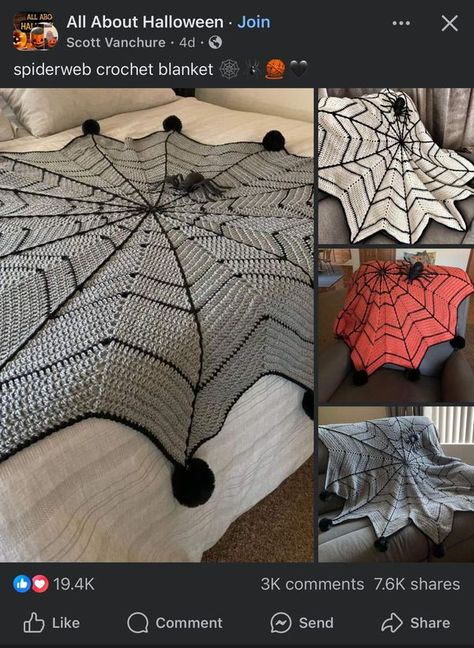 Spider Web Crochet, Web Crochet, Gothic Crochet, Crochet Blanket Ideas, Blanket Ideas, Spider Web, Crochet Blanket, I Can, Knitting