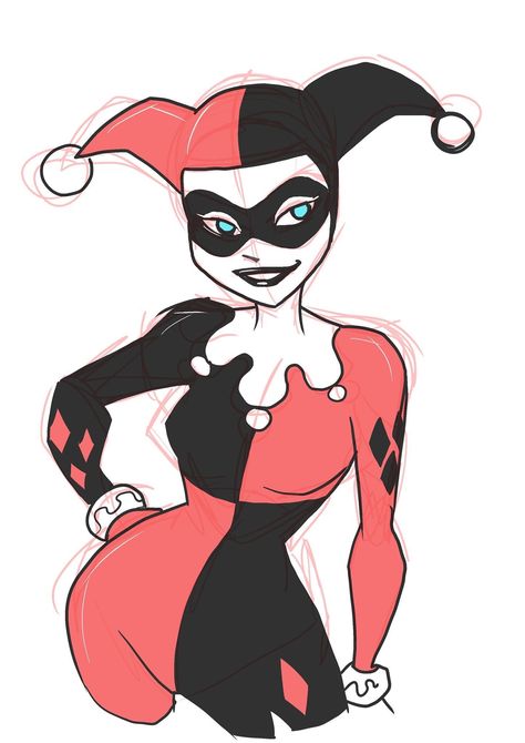 Harely Quinn Drawing, Harley Quinn Tattoo Stencil, Harley Quinn Comic Panel, Harley Queen Dibujo, Harley Quinn Drawing Easy, Harley Quinn Drawing Sketches, Harley Quinn And Joker Tattoo, Harley Quinn Symbol, Harley Queen Tattoo