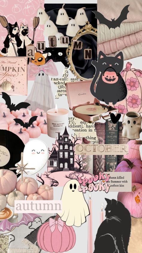 Pink spooky season 🩷👻 #spookyseason #fall #autumn #wallpaper #halloween #pinkhalloween #pinkfall #pink #black #blackcat #pumpkin #bats #ghost Fall Autumn Wallpaper, Iphone Background Pink, Pink Wallpaper Kawaii, Halloween Wallpaper Iphone Backgrounds, Autumn Wallpaper, Wallpaper Halloween, Halloween Wallpaper Iphone, Holiday Wallpaper, Glitter Wallpaper