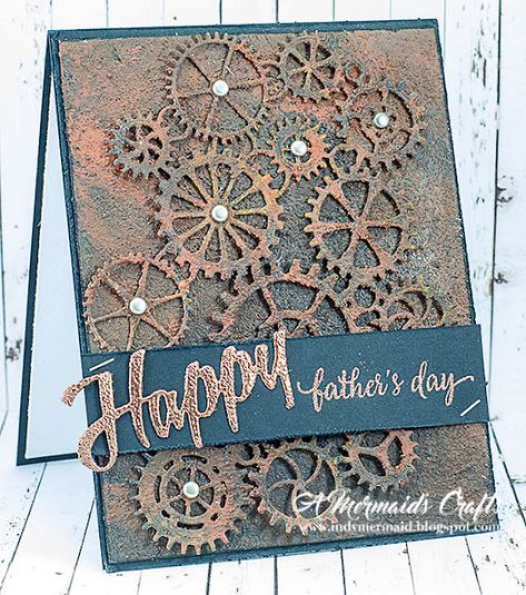 Men’s Birthday Cards, Mermaids Crafts, Father's Day Cards Handmade, Steampunk Cards, Clock Card, Men Masculine, Card For Men, Tim Holtz Cards, Masculine Birthday Cards