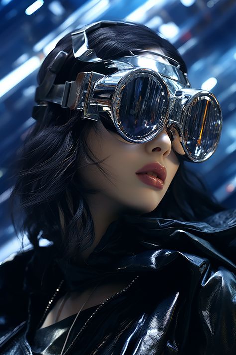 Cyberpunk Glasses Concept Art, Cyberpunk Glasses, Futuristic Glasses, Cyberpunk Outfit, Crazy Face, Creative Portrait Photography, Cyberpunk Character, Vogue Covers, Glamour Makeup