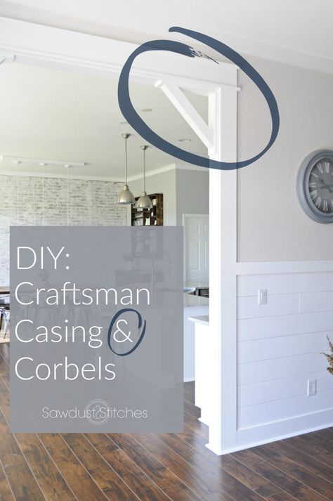 Today, I am showing you how to not only case out a door frame in a timeless craftsman style, but we are even going to add some simple classic corbels to give it a little something extra. This DIY Craftsman Door Casing is a great DIY project and will make your home look amazing! Diy Craftsman Door, Craftsman Casing, Craftsman Door Casing, Door Frame Design, Trendy Door, Craftsman Door, Craftsman Interior, Home Remodeling Diy, Door Casing