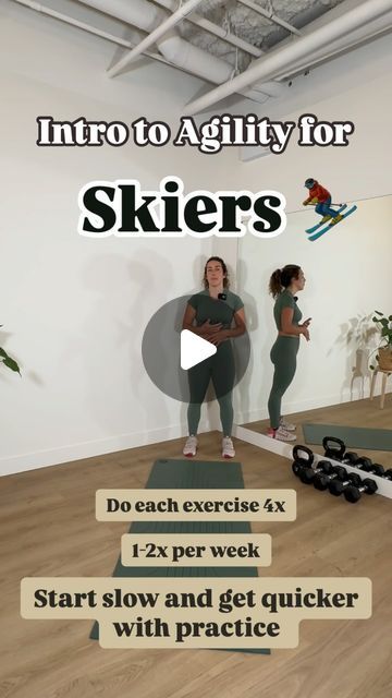 Range Fitness - Online Training for women: SKI | MTB | HIKE on Instagram: "Save this post and add these exercises to your warm ups to snap off quick turns this winter 💫

Imagine you’re skiing down, minding your own business when someone comes out of nowhere and cut you off. Rude. But Bam! 💥 You snap off a quick direction change to avoid a ski trip ending collision. WHOA that was a close one!

All because you had the foresight to add a few agility exercises into your warm-ups this fall and strengthened your agility and reaction time needed for safe skiing?

How would that feel? To be skiing in a more stable position with confidence to lead your group?!

Our guess? It would feel pretty INCREDIBLE! 

That’s why we created Range Club. So that you have the blueprint for how to train for your Ski Workout Training At Home, Ski Exercises Training, Skier Workout, Ski Workout Training, Ski Training Exercises, Skiing Exercises, Training Program For Women, Agility Exercises, Skiing Workout