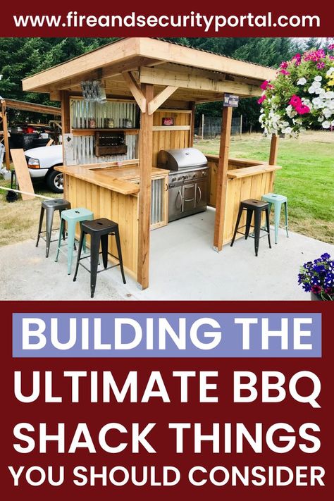 Gazebo Barbecue Ideas, Barbecue Pergola Grill Area, Diy Pallet Grill Station, Bbq Areas Outdoor, Bbq Setup Backyard, Pallet Outdoor Patio, Outdoor Grill Stations, Diy Grill Gazebo Plans, Bbq Shack Ideas Backyard