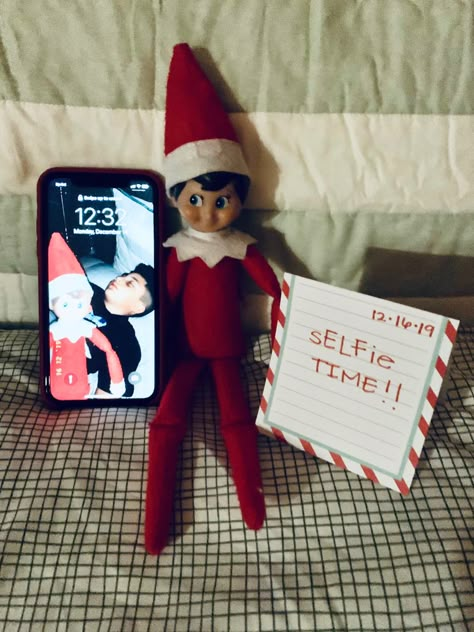 Elf On Shelf Inappropriate Funny, You Used To Call Me On My Elf Phone, Elf In Bedroom, Elf On The Shelf Phone Ideas, Selfie With Elf On The Shelf, Christmas Break Elf On The Shelf, Selfie Elf On The Shelf, Elf On The Shelf Selfie Ideas, Funny Elf Hiding Spots