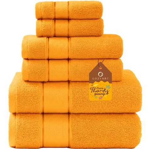 PRICES MAY VARY. 100% Pure Cotton Towel Sets: The 100% Cotton bath towel sets is made of soft and durable ring spun terry, that is durable, softness, and quick drying. 650 gsm which provides extra absorbency. And used a zig zag stitch (closed overlock), which is a more complicated and firmer stitching method than double-stitched hem, which enhances the durability of the towel. Ideal choice for your life. Towels Set Includes: 6 Piece Towels. 2 Bath Towels(27 x 54 inches), 2 Hand Towels(13 x 30 inches) and 2 Washcloths(13 x 13 inches). These pure cotton towels set come in a variety of beautiful colors to complement with any home, dorm or hotel bathroom. EASY CARE: Machine Washable. Wash these bath towels sets separately as it will help in avoiding any kind of lint transfer onto your clothes.