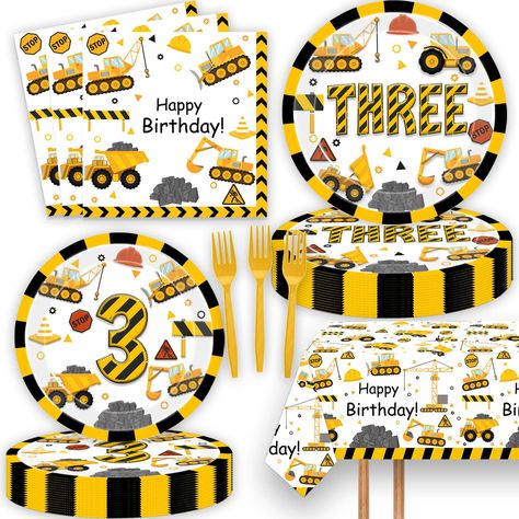 PRICES MAY VARY. Many Occasions: Construction 3rd birthday party supplies are great to decorate Construction 3rd birthday party, Construction three years old party, Dump Truck third birthday party, etc. Construction three years old party supplies can make your party theme more distinct, and the party atmosphere more high. Package Contents: 1pc 86.8" x 51.2" construction table cloth, 10pcs 7 inch paper plates, 10pcs 9 inch paper plates, 20pcs 6.5inch napkins, 10pcs 6.3inch forks. You don't need t Construction Theme Party Decorations, Construction Birthday Decorations, Construction Theme Party, Construction Birthday Party, Truck Theme, Birthday Party Set, Third Birthday Party, Construction Birthday Parties, Construction Party