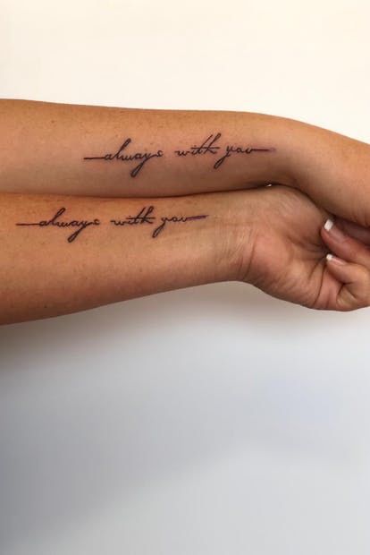 Tattoo To Get With Your Mom, Mother Daughter Writing Tattoos, Mom And Daughter Tattoos Matching Quotes, Mom And Daughter Quote Tattoos, Mom And Daughter Word Tattoos, Mother Daughter Bible Verse Tattoo, Mother And Two Daughter Tattoos, Tattoo Quotes For Mom, Mother Daughter Tattoos Quotes