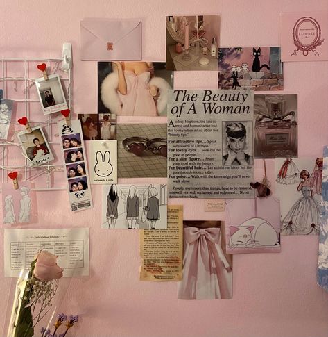 Pink Bedroom Wall Aesthetic, Pink Room Aesthetic Wall Decor, Room Inspo With Pink Walls, Coquette Room Wall Collage, Ballet Core Room Decor, Room Inspo Wall Collage, Sailor Moon Aesthetic Room, Coquette Room Collage, Wall Decor Pink Aesthetic