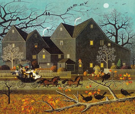 House Of Seven Gables, Charles Wysocki, Polish Heritage, Halloween Folk Art, Americana Art, Arte Folk, Primitive Folk Art, American Folk Art, Arte Popular