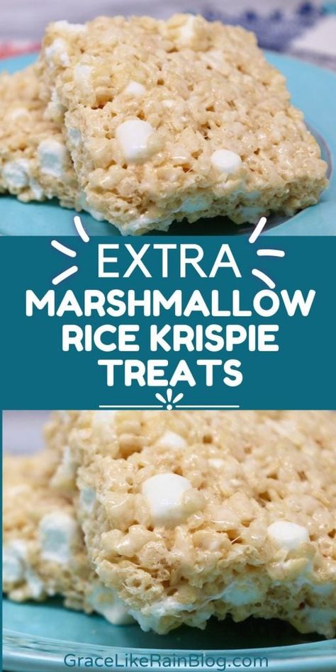 Make your snack time extra special with these Marshmallowy Rice Krispie Treats! Packed with gooey marshmallows and crispy cereal, these bars are a nostalgic favorite that everyone will love. Click to get the recipe and whip up a batch of irresistible treats! #RiceKrispieTreats #Marshmallow #EasyRecipes #SnackTime Rice Crispy Treat Recipe Original, Rice Krispie Treats With Vanilla Extract, Home Made Rice Crispy Treats Recipe, How To Make Rice Crispy Treats, Rice Crispy Recipes, Rice Crispy Treats Recipe Original, Rice Krispie Recipes, Rice Crispies Treats, Rice Krispie Treats Original Recipe