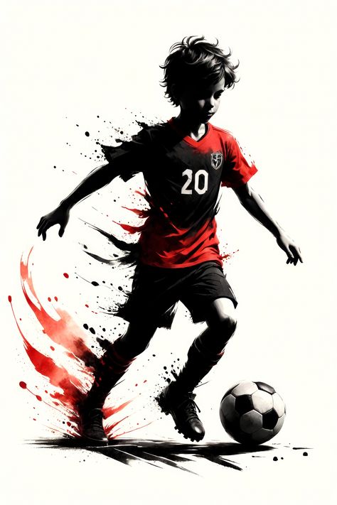 Soccer player art, kids soccer illustration, soccer player, Football artwork, soccer scene, Young athlete, Sports art, Creative soccer design, Football player, Artistic soccer illustrations, Soccer art prints for home decor, Unique football illustrations, Creative soccer posters, football fans, Soccer wall art, Inspirational soccer artwork for motivation Splash Art Illustration, Soccer Illustration, Kids Playing Football, Soccer Posters, Soccer Artwork, Football Artwork, Soccer Design, Soccer Wall Art, Player Football