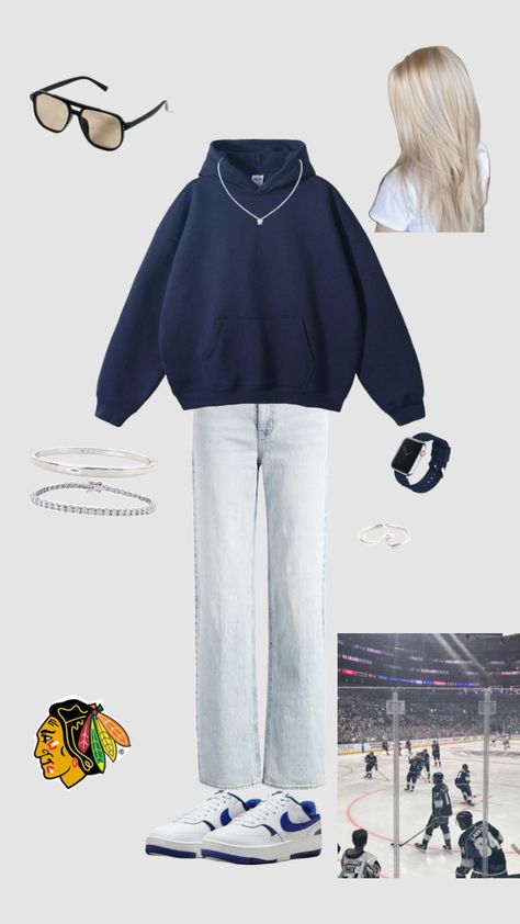 Going to the Blues Hawks game this week 🤞Trying to plan out some outfit inspo 💖 #hockeygirl #hockey #blackhawks #blondeinspo #gamedayfit #chicago #chicagoblackhawks #lightsummer Outfits For Hockey Games, Hockey Game Outfit, Hawks Game, Hockey Girl, Game Outfit, Hockey Game, Hockey Games, Get My Life Together, Chicago Blackhawks