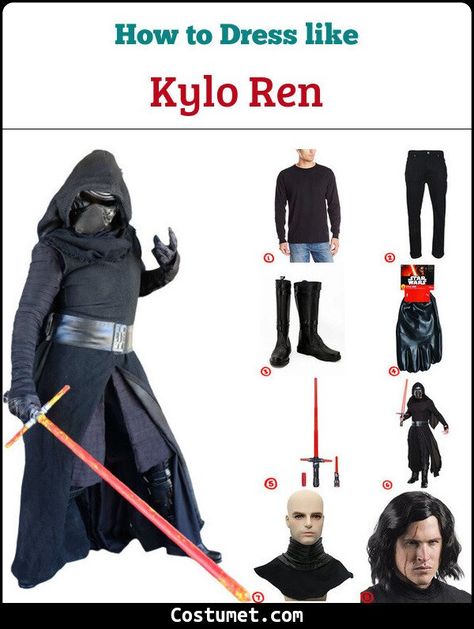 Diy Kylo Ren Costume, Star Wars Diy Costume, Kylo Ren Halloween Costume, Rey Halloween Costume, Easy Star Wars Costumes, Kylo Ren Costume, 2024 Costumes, Star Wars Costumes Diy, Kylo Ren Costumes