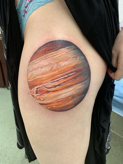 Jupiter by me Heather Maranda Eugene OR Jupiter Tattoo Planet, Jupiter Tattoo, Jupiter Facts, Embroidery Theme, Ufo Tattoo, Angry Wolf, Planet Tattoos, Galaxy Tattoo, Bff Tattoos