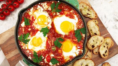 How to use canned tomatoes? We cannot count the ways! | CBC Life Healthy Fiber, Sweet Potato Pancakes, How To Make Sandwich, Mediterranean Dishes, Best Breakfast Recipes, Easy Dishes, Best Breakfast, Breakfast Lunch, The Table