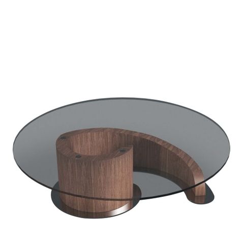 The Minerva Round Coffee Table is defined by its unusual snail-shaped base, beautifully crafted from solid Canaletto walnut. Set on a metal base with a satin bronze finish, the design is topped with a round sheet of bronzed glass. Exuding a modern allure with warm undertones, this coffee table makes a statement addition to any living room. Wooden Table Diy, Unusual Coffee Tables, Unique End Tables, Stylish Coffee Table, Unique Coffee Table, Oak Coffee Table, Walnut Coffee Table, Wooden Coffee Table, Warm Undertone