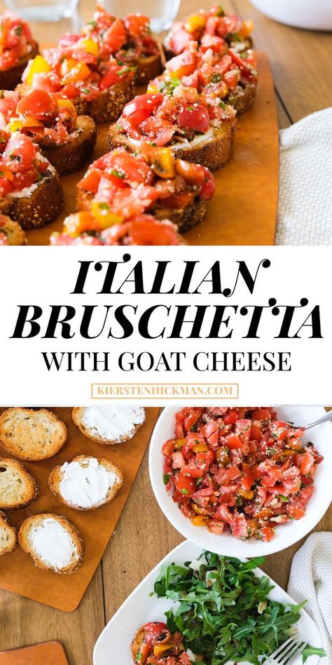 Brushetta Recipes With Goat Cheese, Goats Cheese Bruschetta, Classic Italian Bruschetta Recipe, Bruschetta Goat Cheese Recipe, Bruschetta Recipe Authentic, Cooper’s Hawk Bruschetta, Italian Bruchetta Appetizers, Bruschetta Recipe With Goat Cheese, The Best Bruschetta Recipe