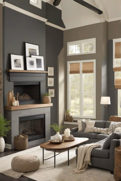 Incorporate BM Kendall Charcoal (HC-166) into your daily interior designer routine for a bold and elegant touch. Create a moody retreat with charcoal tones that exude sophistication and style. #Ad #homedecor #homedesign #wallpaints2024 #Painthome #interiorarchitecture Wall Colors Green Living Room Colors Bright Living Room Colors Apartment Renovation Living room Remodeling Modern Paint Colors 2024 Kendall Charcoal Living Room, Dark Living Room Walls Paint Colors, Moody Bright Living Room, Grey Painted Living Room, Charcoal Walls Living Room, Bm Kendall Charcoal, Dark Grey Walls Living Room, Bright Living Room Colors, Colorful Living Room Bright