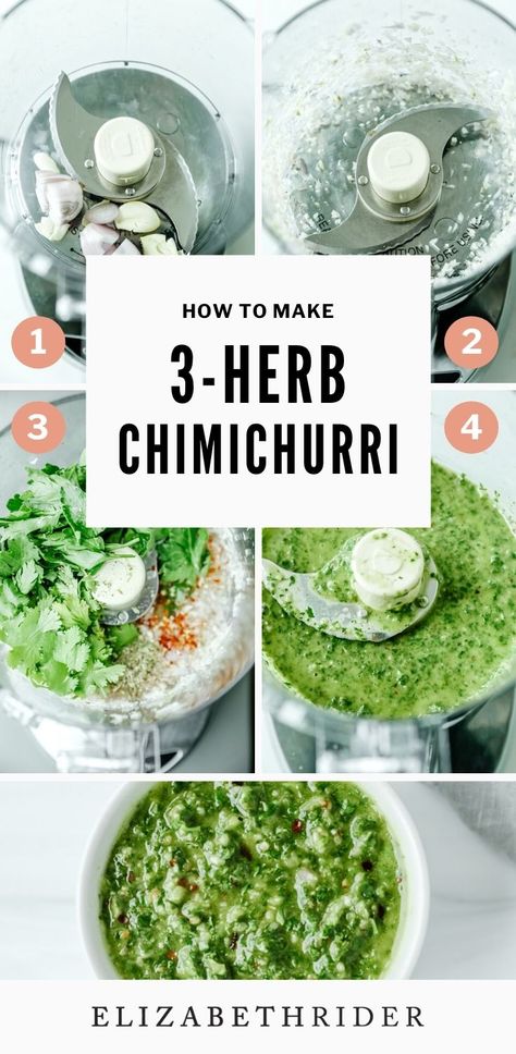 3-Herb Chimichurri Sauce Recipe | Elizabeth Rider Easy Chimichurri Recipe, Chimichuri Sauce, Chimichurri Sauce Recipe, Jeff Mauro, Chimichurri Recipe, Chimichurri Sauce, Wine Vinegar, Mexican Recipes, Red Wine Vinegar