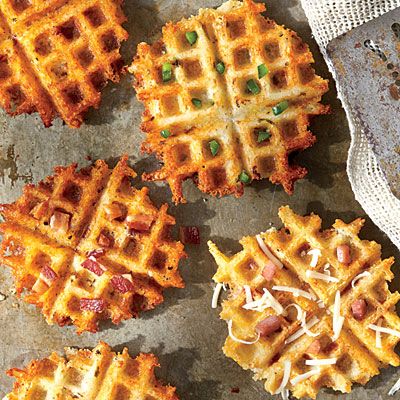 Waffled Grits | Reserve a handful of the stir-in ingredients for a colorful garnish. Grits Recipes, Grits Breakfast, Southern Grits, Grit Cakes, Waffle Iron Recipes, Cheesy Grits, Waffle Maker Recipes, Grits Recipe, Cheese Grits