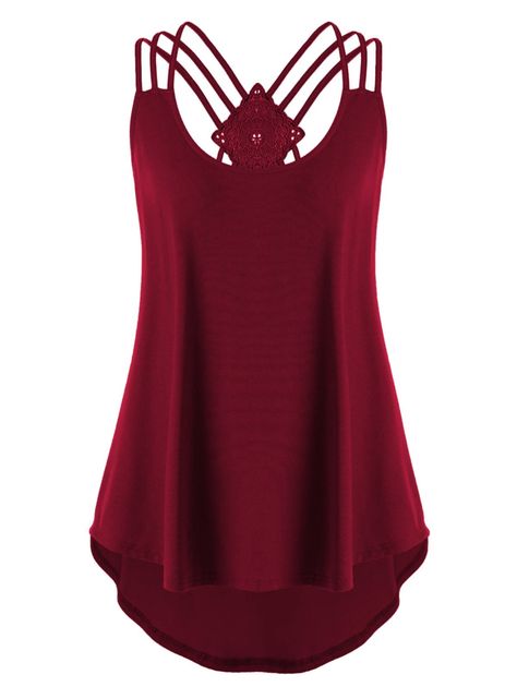 Plus Size Criss Cross Curved Tank Top - Ladies Tank Tops, Lace Vest Top, Criss Cross Tank Top, Women Vest, Lace Vest, Woman Clothes, Strappy Tank Tops, Womens Camisoles, Aesthetic Shirts