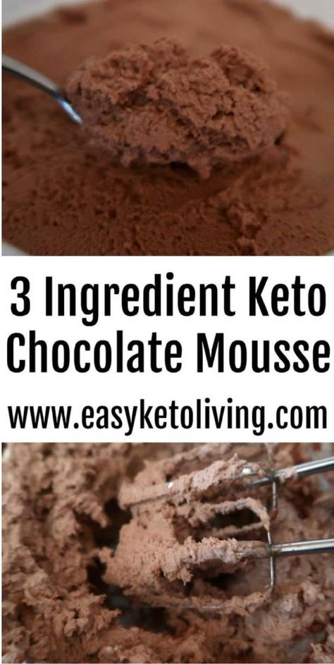 Low Carb Chocolate Mousse Recipe With Only 3 Keto Diet Friendly Ingredients – Easy Sugar Free Desserts with cocoa powder, stevia and cream. Desserts With Cocoa Powder, Easy Sugar Free Desserts, Low Carb Chocolate Mousse, Sugar Free Desserts Easy, Keto Chocolate Mousse, Comidas Keto, Chocolate Mousse Recipe, Keto Diet Breakfast, Keto Friendly Desserts