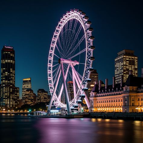 London Ferris Wheel, Ferris Wheel Aesthetic, London At Night, London Night, Ferris Wheel, At Night, Adventure Travel, The Magic, Wheel