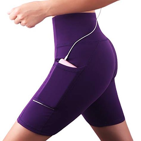 Shorts de Sport Femme Pantalon Yoga avec Poche latérale Legging CourtTaille Haute Legging Sport Femmes Mode Faire des Exercices Leggings (Violet M) Stretch Hip-length Biker Shorts For Yoga, Breathable Compressive Sportswear Biker Shorts, Sporty Short-length Leggings, Compressive High-waist Biker Shorts Sportswear, Breathable Biker Shorts For Yoga, Short Leg, Legging Sport, Yoga, Leggings, Pants