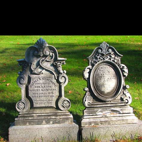 Stone Masons designed beautiful Headstones, Memorials. Halloween Bookshelf, Halloween Gravestones, I Am Sick, Grave Yard, Cemetery Monuments, Halloween Graveyard, Cemetery Headstones, Halloween Tombstones, Old Cemeteries