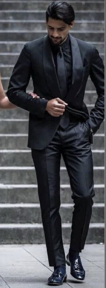 Black Groom Tuxedo, All Black Tux, All Black Tuxedo, Black Groom, Daytime Wedding, Groom Tuxedo, Black Tux, Black Tuxedo, All Black