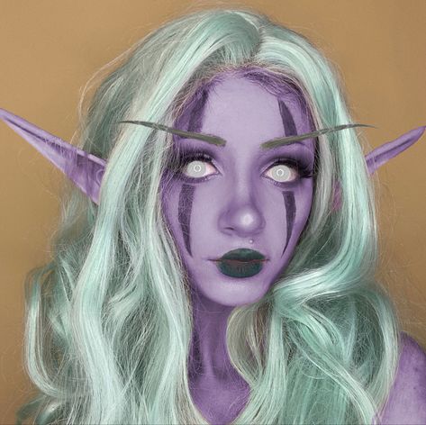 Night elf , world of warcraft , cosplay , makeup Night Elf Cosplay, Moon Elf Cosplay, Drow Cosplay, Elf Vibes, Elf Song, Druid Costume, Pagan Handfasting, Night Elves, Handfasting Wedding