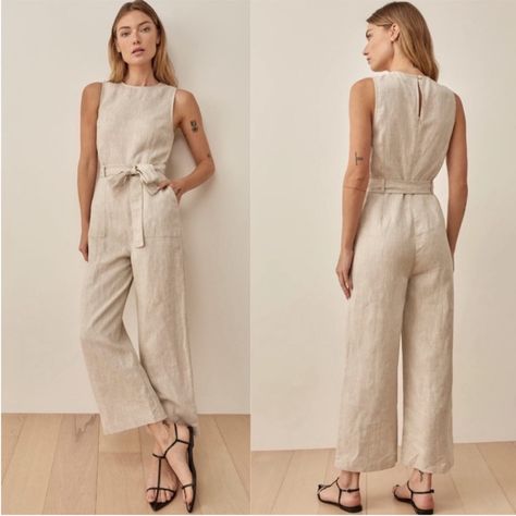 Reformation Naomi Linen Jumpsuit New Nwt, Perfect Condition Fall Overalls, Jumpsuit Linen, Beige Jumpsuit, Silk Romper, Tie Waist Jumpsuit, Silk Jumpsuit, Velvet Jumpsuit, Body Suit With Shorts, Linen Romper