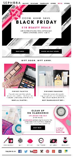 Sephora Black Friday Eblast / Email Black Friday Marketing Ideas, Edm Inspiration, Black Friday Cosmetics, Black Friday Email Design, Emailer Design, Black Friday Inspiration, Sales Poster, Fashion Sale Poster, Black Friday Advertising