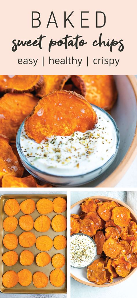 Sweet Potato Chips Baked, Sweet Potato Slices, Sweet Potato Chips, Baked Sweet Potato, No Calorie Foods, Sweet Potato Recipes, Potato Chips, Churros, Healthy Snacks Recipes