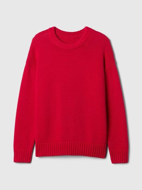 Oversized Boyfriend Sweater | Gap Winter Fall Outfits, Oversized Red Sweater, Red Crew Neck Sweater, The Style Council, Boyfriend Sweater, Brand Collaboration, Oversized Sweater, Toddler Gifts, Cozy Sweaters