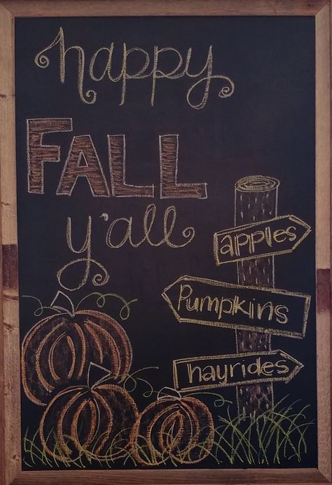 Happy Fall Y'all Chalkboard, Fall Apple Chalkboard Art, Happy Fall Y’all Chalkboard Art, Thanksgiving Sandwich Board, Fall Welcome Chalkboard Sign, Fall Kitchen Chalkboard Ideas, Fall Chalk Bored Ideas, Fall Sayings For Chalkboard, Chalk Door Ideas